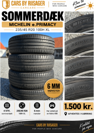 4 stk. Michelin e.Primacy 235/45 R20 med 6 mm mønster