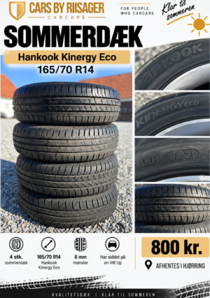 4 stk. Hankook Kinergy Eco sommerdæk 165/70 R14 med 6 mm mønster