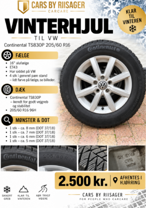 Brugte VW vinterhjul med Continental vinterdæk