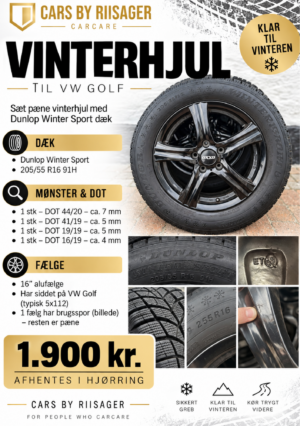 VW Golf vinterhjul 205/55 R16 med Dunlop Winter Sport