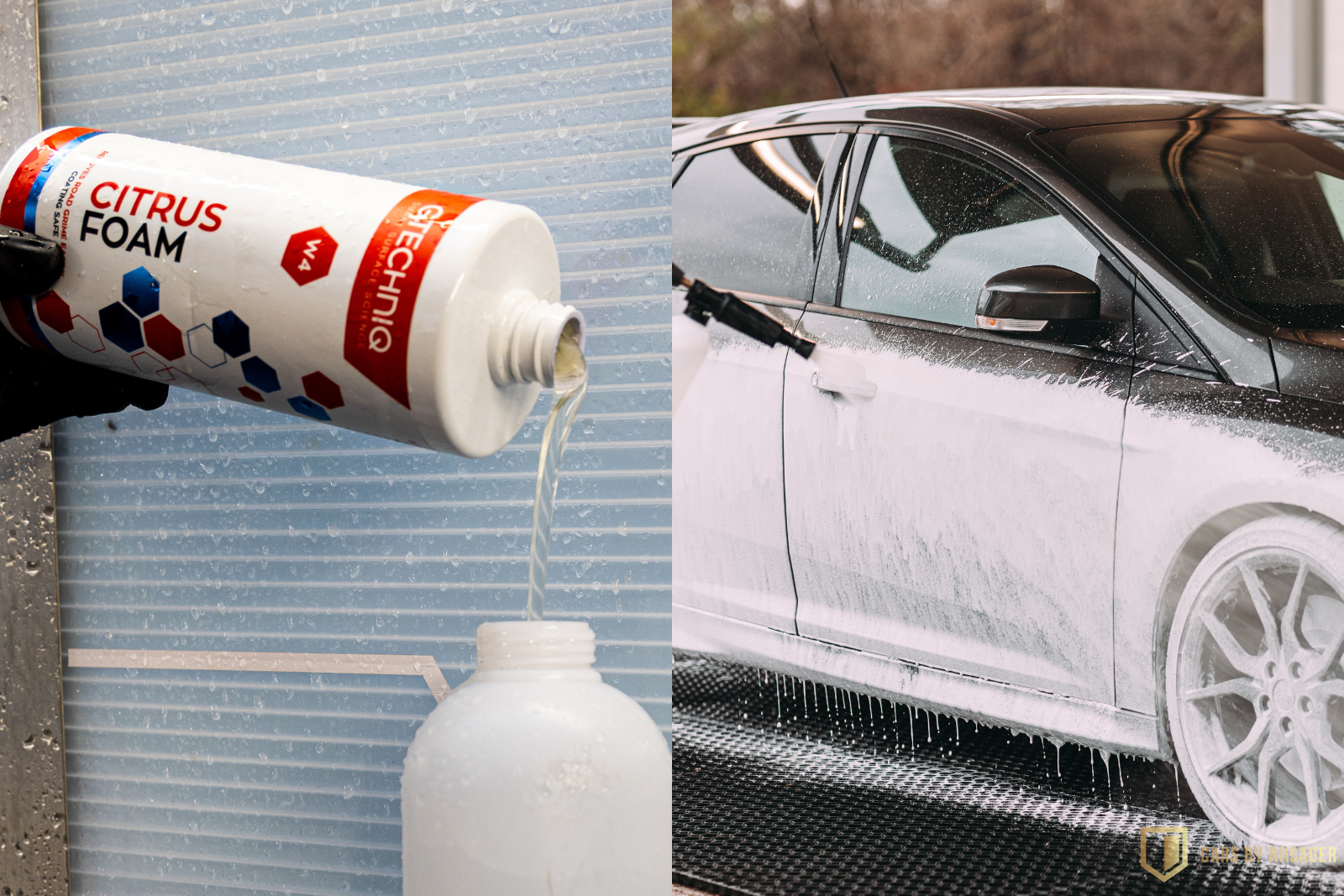 Gtechniq W4 Citrus Foam påføres bilen med skumlanse som skånsom forvask.