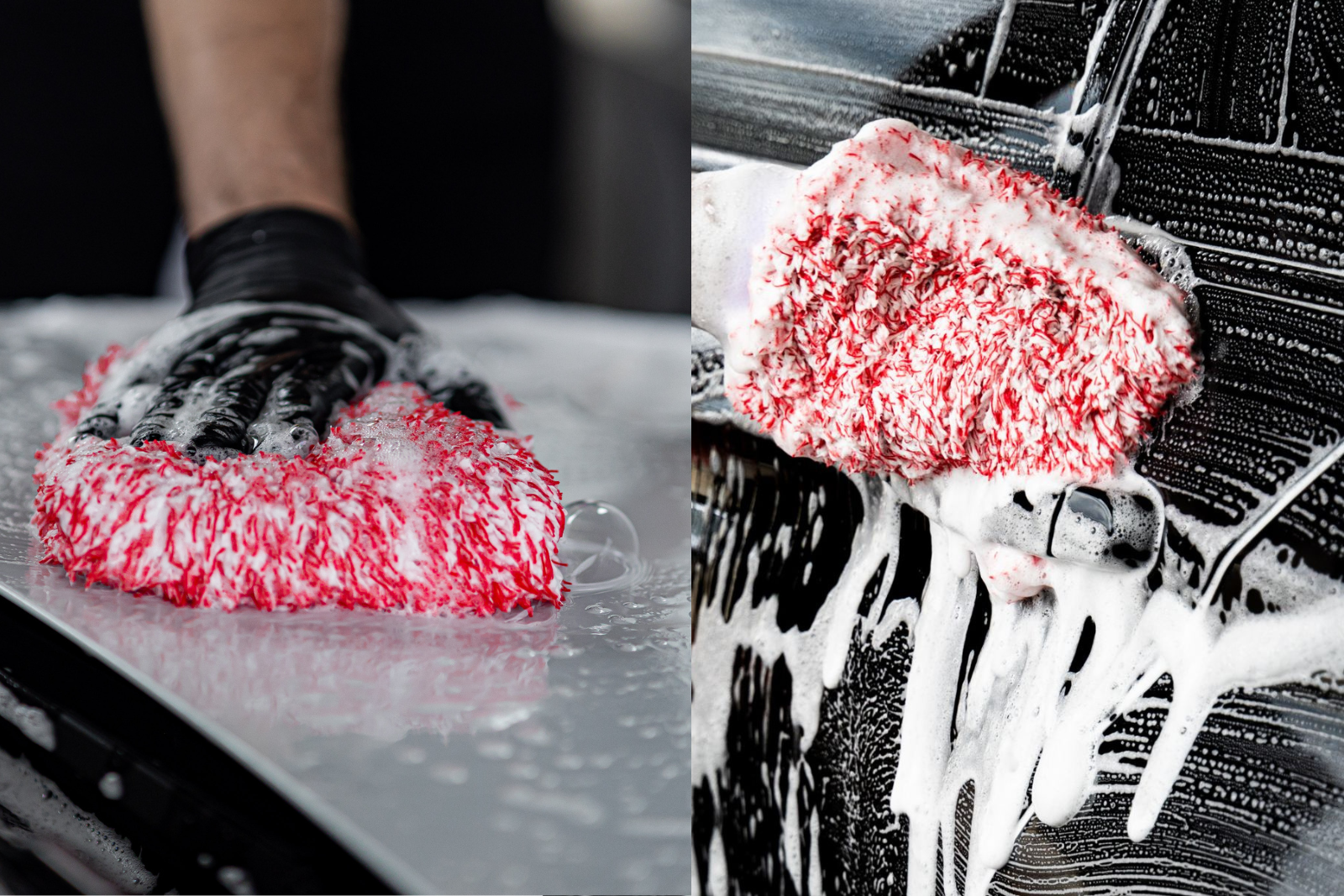 Håndvask af bilen med Gtechniq GWash shampoo og mikrofiber vaskehandske.