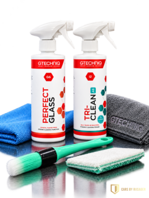 Komplet Kabinesæt med Gtechniq I2 Tri-Clean, G6 Perfect Glass, klude, scrub pad og pensel