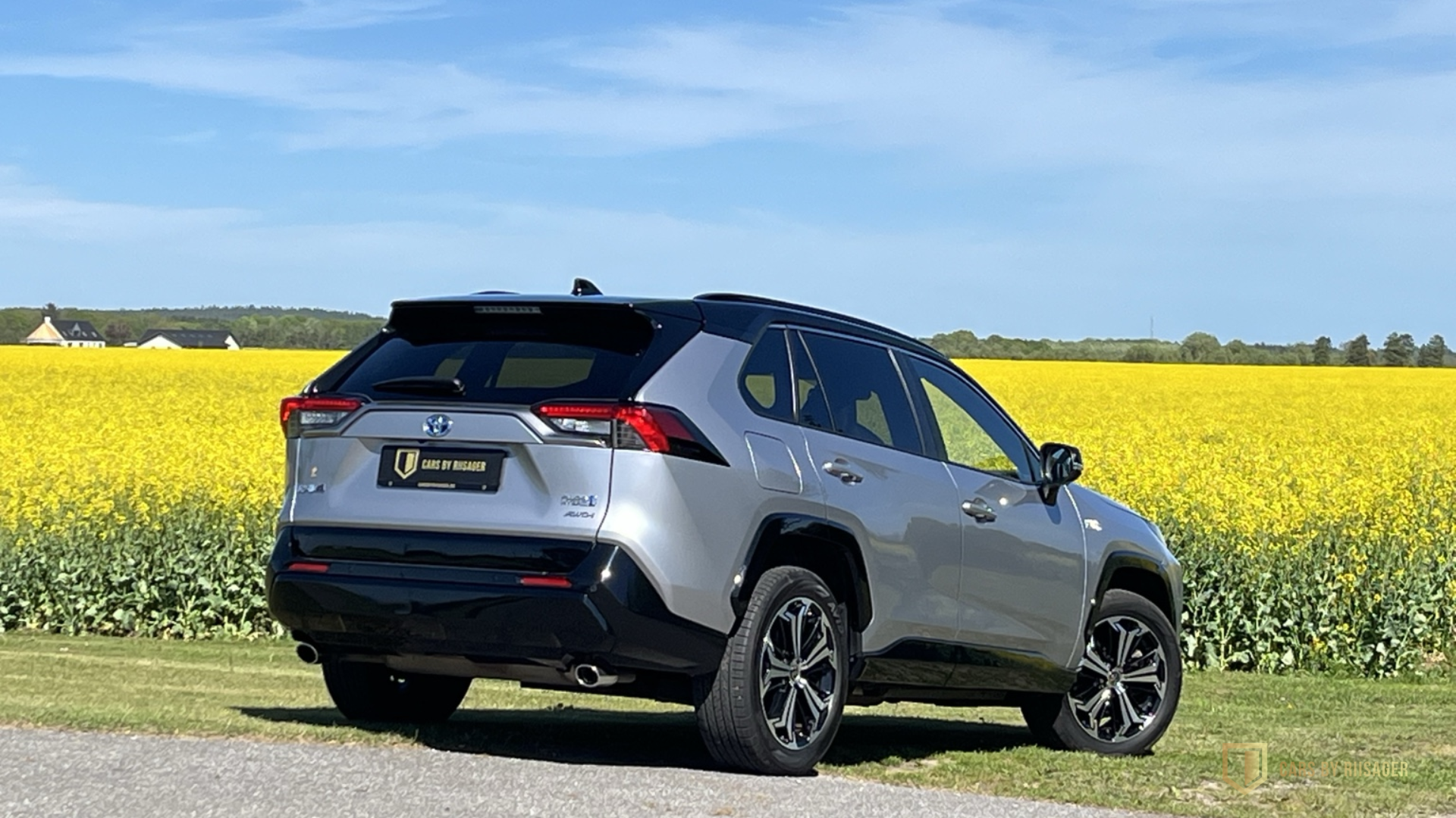 Toyota RAV4 Plug-in Hybrid AWD bagfra ved rapsmark – Toyota SUV hos Cars by Riisager